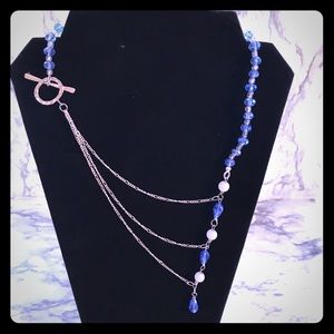 Blue Swarovski Crystal and SS 20” unique necklace
